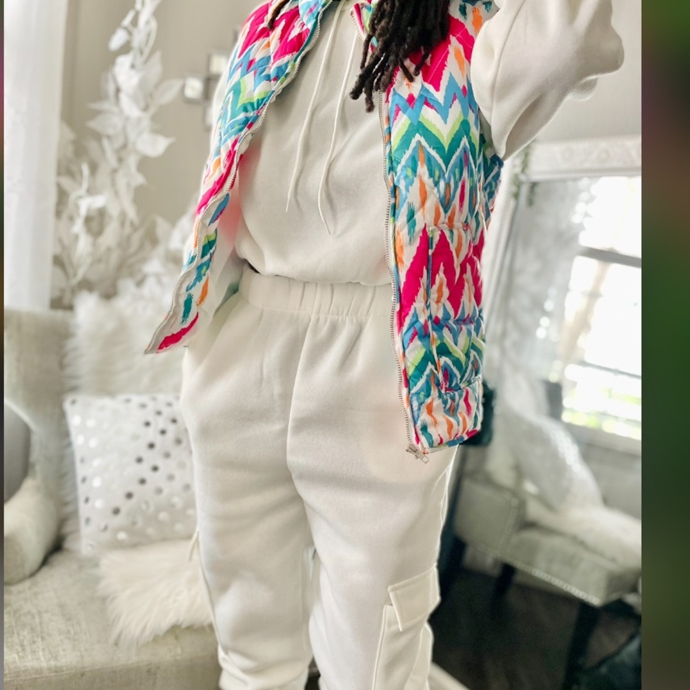 Multi-Colored Puffer Zip Vest Small - image 1